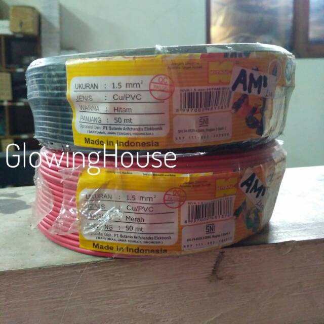 Kebel tunggal NYA 1.5 KITANI panjang 50 meter kabel listrik
