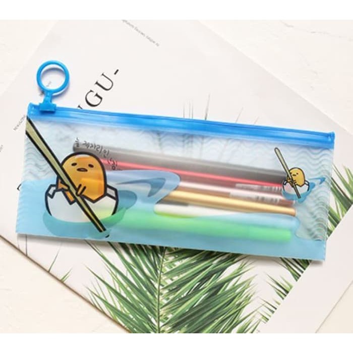 

SEMIKO JKP03 Tempat Pensil Transparan Gudetama Pvc Pencil Case ATK Karakter Pouch Organizer