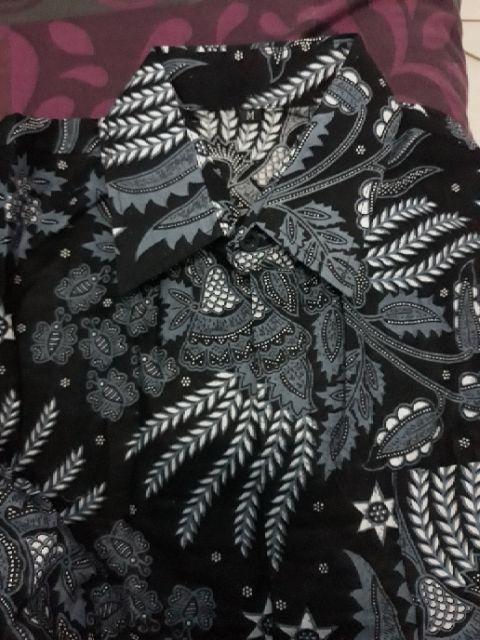 Tey-17 Batik Pria Asj Sa Hrb026 Kenongo Kemeja Tosca Pendek Pekalongan Padi M L Xl Sogan Tulis ::