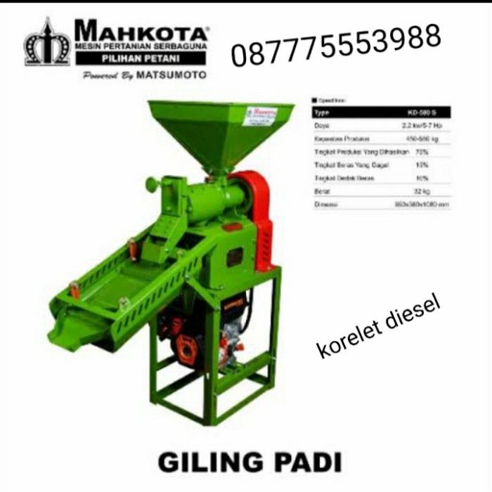 mesin giling padi kd 580s mahkota separator