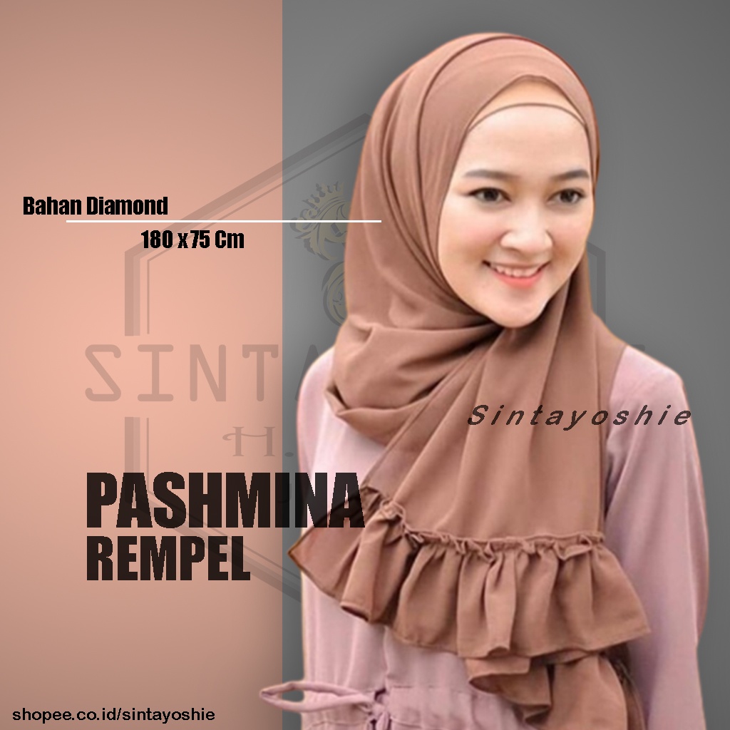 (180 x 75) Pashmina Lyra Ruffle Eva Rempel Pashmina Diamond Instan Bergo Maryam