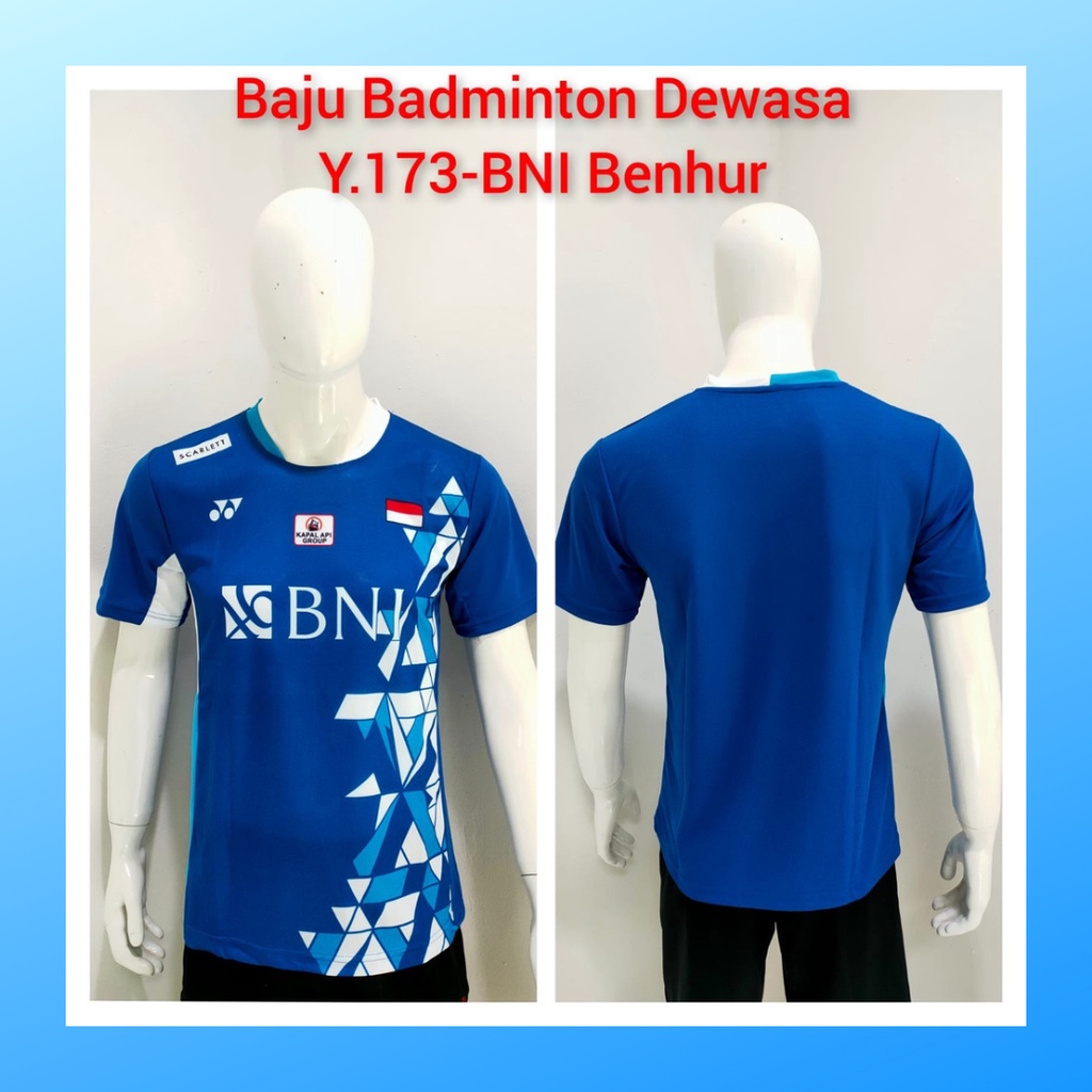 Kaos bulutangkis pria baju badminton atasan olahraga jersy wanita dewasa t-shirt outfit seragam kostum jersey casual suit pakaian jarsey oblong apparel sports jersi sudirman thomas uber cup bulu tangkis Y173 benhur sponsor