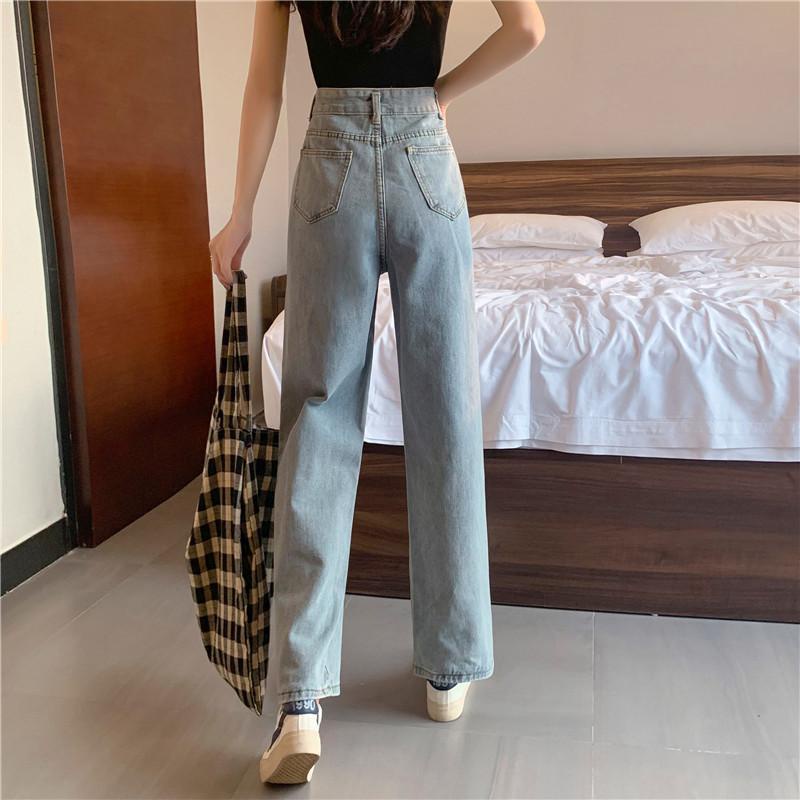 Ukuran jumbo new high waist murah celana jeans high waist wanita kulot  korean style new celana jeans panjang wanita import