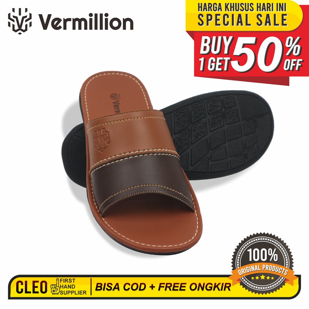 Sandal Pria Casual / Sendal Karet Pria / Sandal Kulit / Sandal Distro / Sendal Slide Pria - CLEO