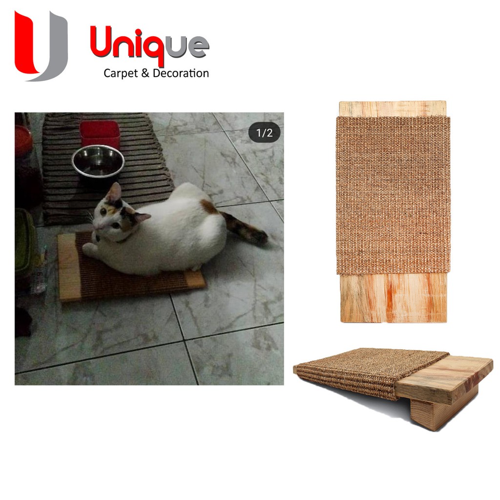 Garukan Kucing Kayu Single / Cat Scratcher Warna Natural Kayu