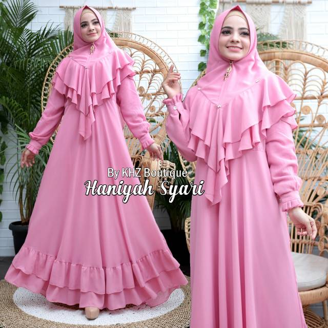 Haniyah set syarie bhn ceruty bsbbydoll luxury full furing