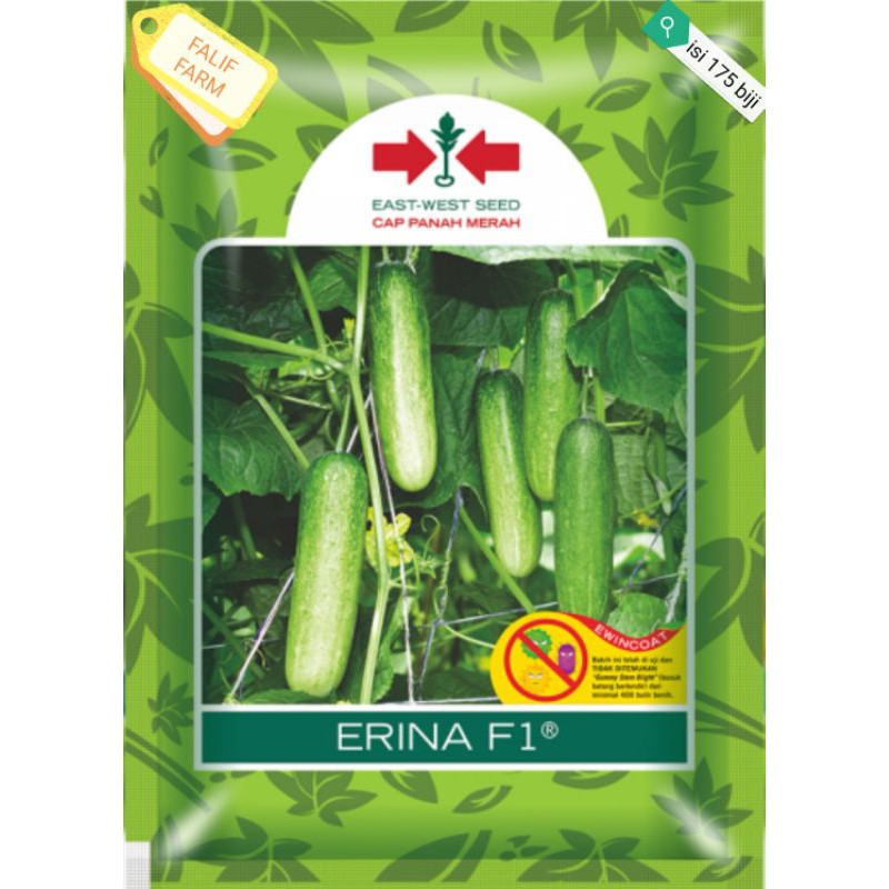 [Bisa COD] Timun Baby ERINA F1 isi Kemasan 175 butir / biji / seed Super Lebat dari Cap Panah Merah
