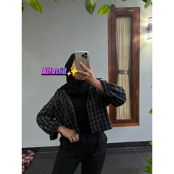 crop top tartan / crop top flanel / kemeja crop wanita-8