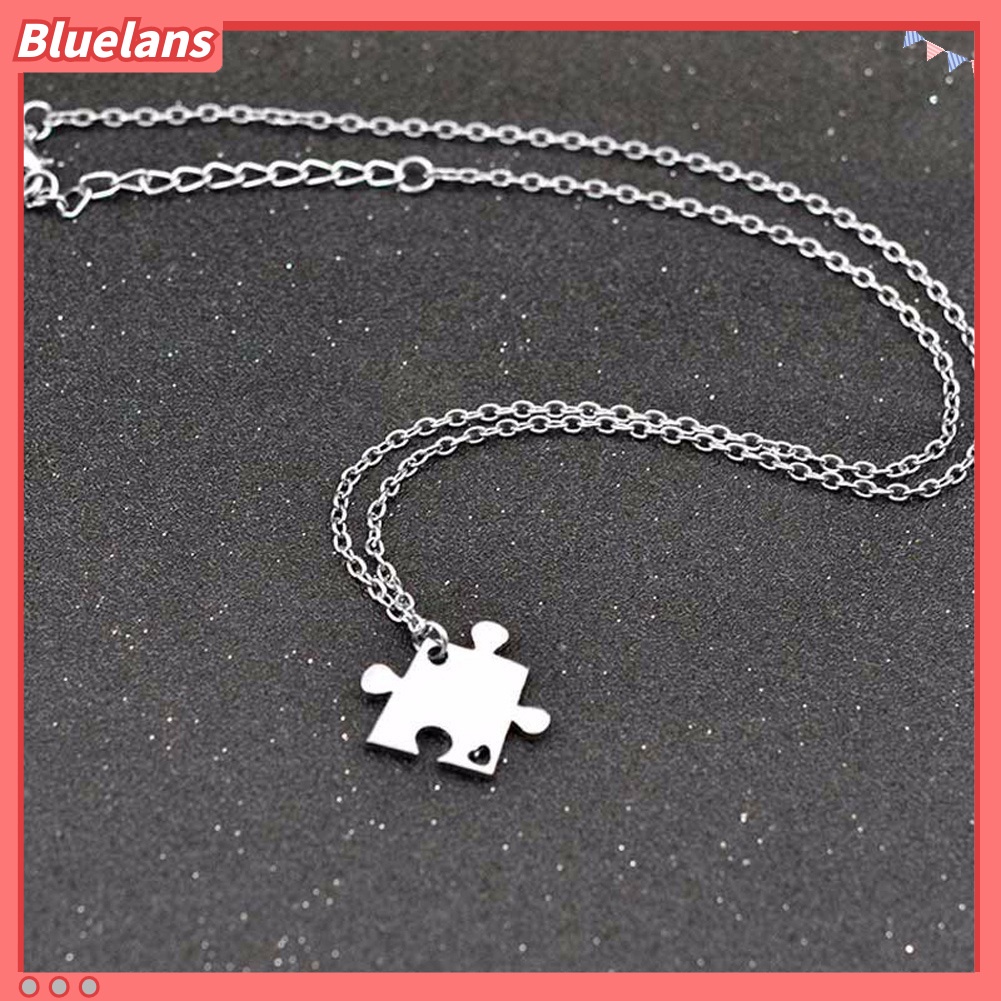 Bluelans 4 Pcs Kalung Rantai Liontin Puzzle Jigsaw Interlocking Untuk Hadiah Teman Keluarga