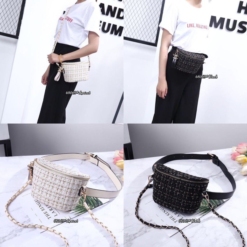 Tas Pinggang Canvas Chanel 68069 VAL TAS SLEMPANG WANITA TAS IMPORT TAS MURAH BATAM TAS BRANDED