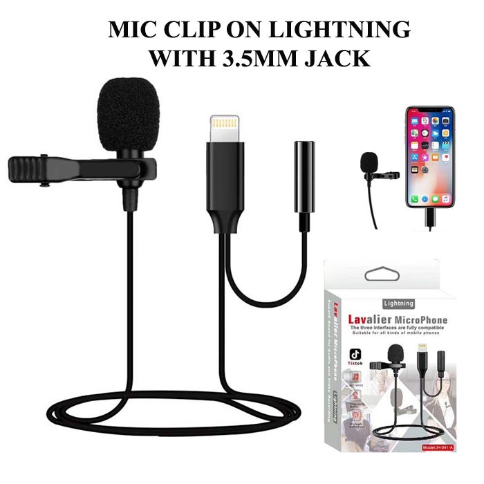 Trend-Microphone Lavalier Mic Clip On Lightning 3.5mm jack Iphone