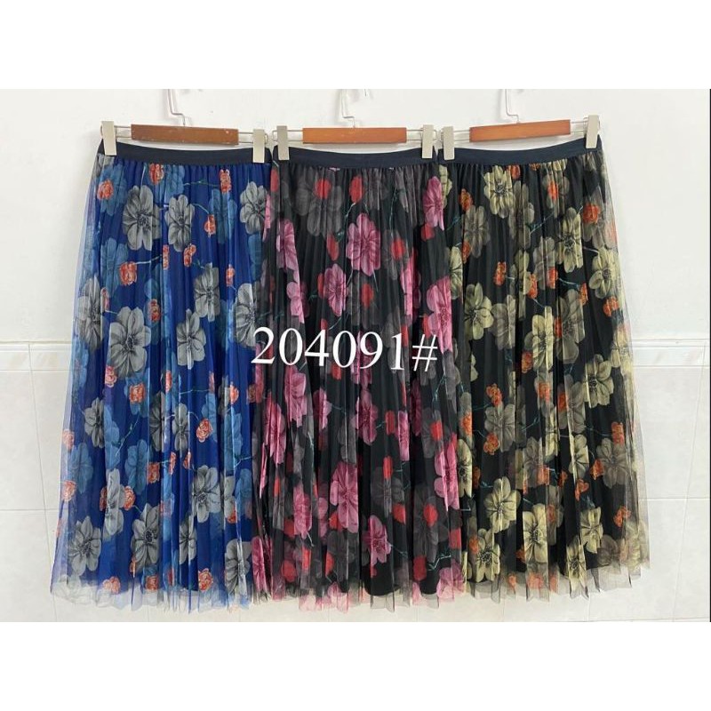 rok plisket plus tutu motif bunga import bkk