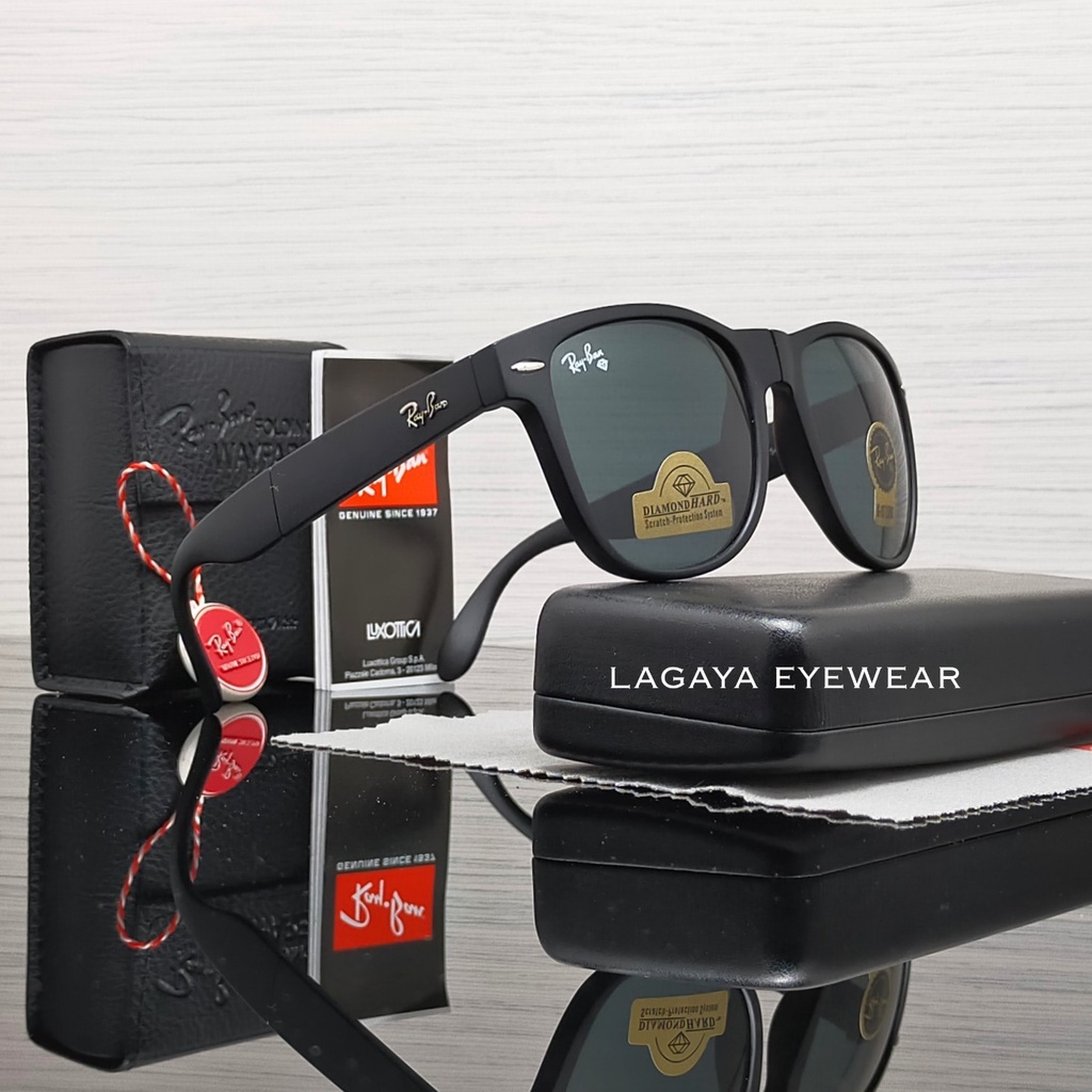 KACA MATA HITAM GAYA FASHION RB 4105 FOLDING ( LIPAT ) LENSA KACA ASLI 100% SUNGLASSES TREND - BEST 