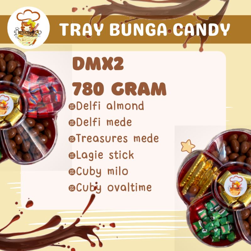 

Tray bunga candy edisi lebaran coklat delfi mix 780gr