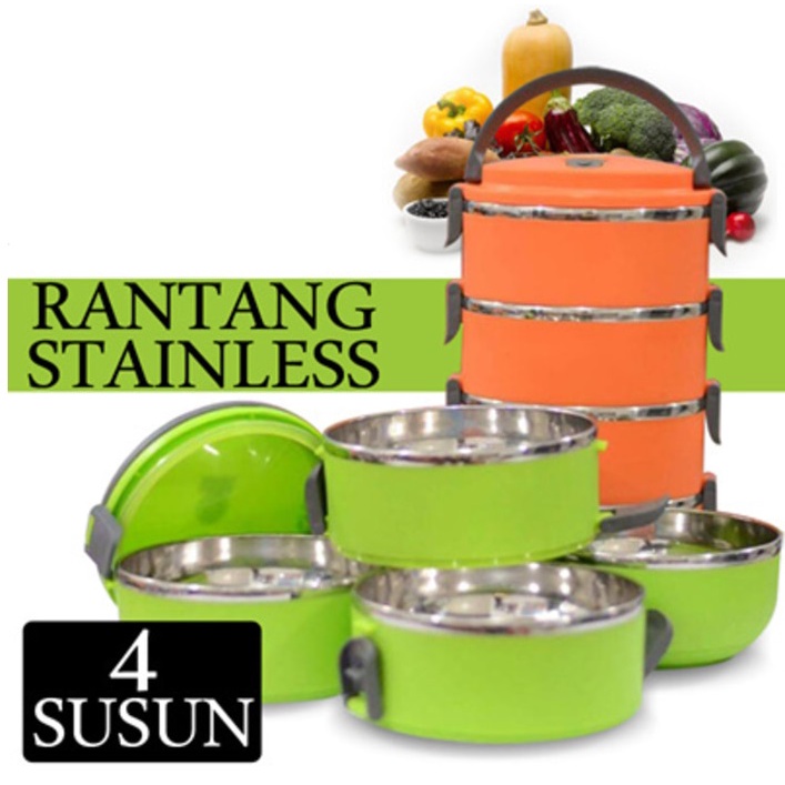 Rantang 4 Susun Polos Warna / Rantang  Set Bekal Susun 4