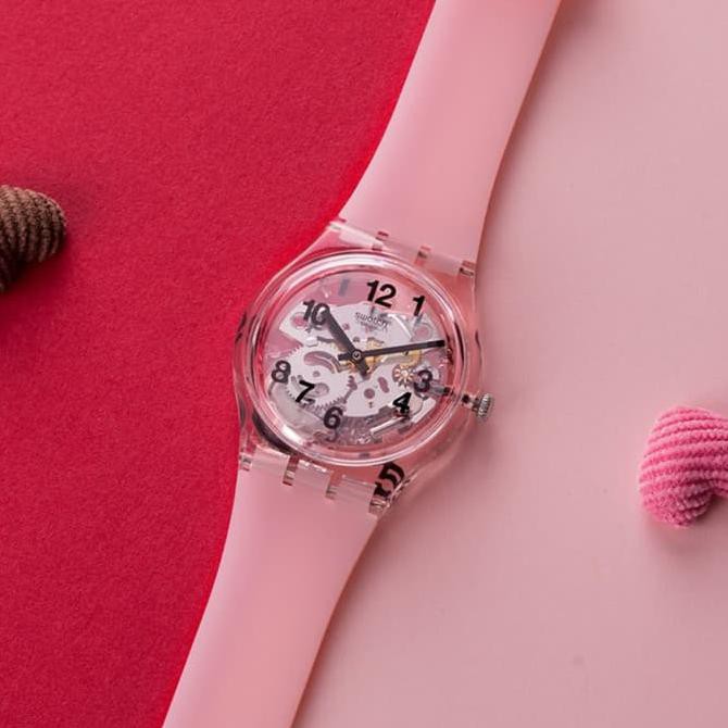 SUPPLIER JAM DIGITAL WANITA TERBARU】 JAM TANGAN WANITA SWATCH GP158 PINK BOARD ORIGINAL GARANSI