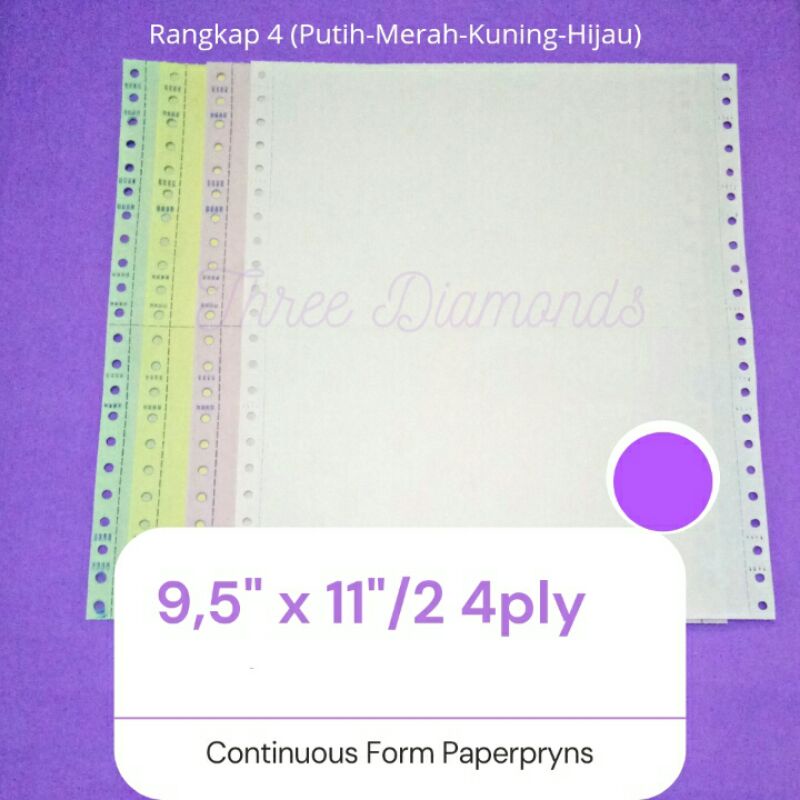 

(10 Lembar 4ply) Continuous Form Paper Prins 9.5 x 11/2 4ply - 9.5 x 13/2 Rangkap 4 - Kertas Komputer / invoice / Faktur / Surat Jalan / Nota /Bon