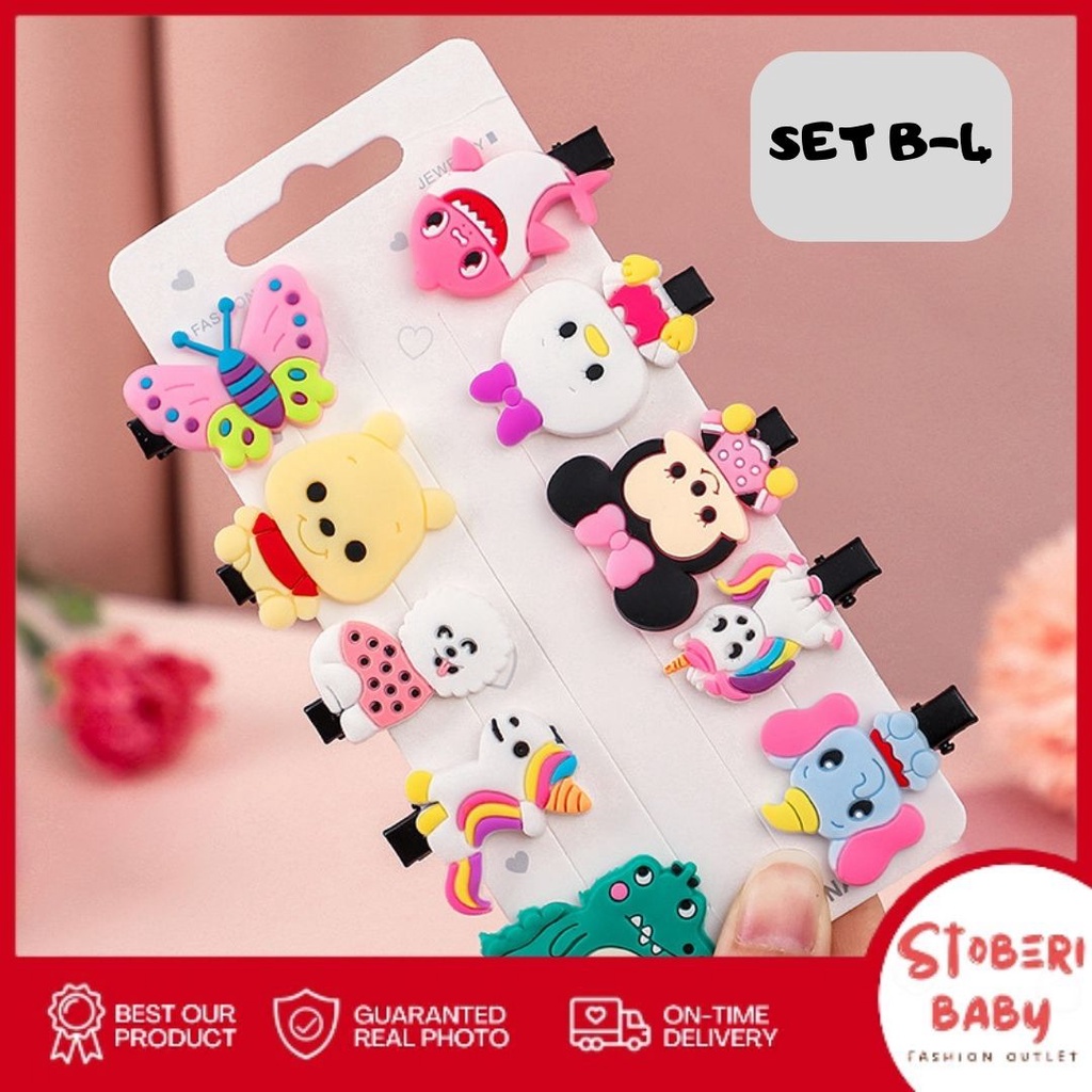 PUNCAK 3.3 stoberi baby - JEPIT TK MOSHI 10PCS Jepit Rambut Anak / Jepitan Rambut Anak Motif Karakter Kartun