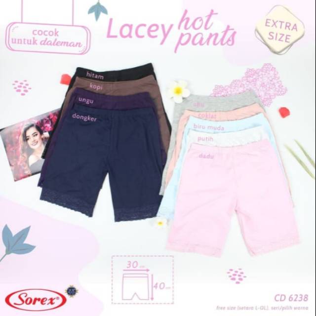 Celana short wanita renda Hot pants Sorex 6238