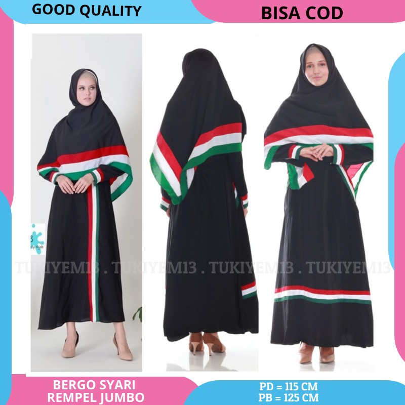 (SET GAMIS + HIJAB) Baju Muslim Wanita Gamis Panjang Murah Palestina Syari - Tukiyem13