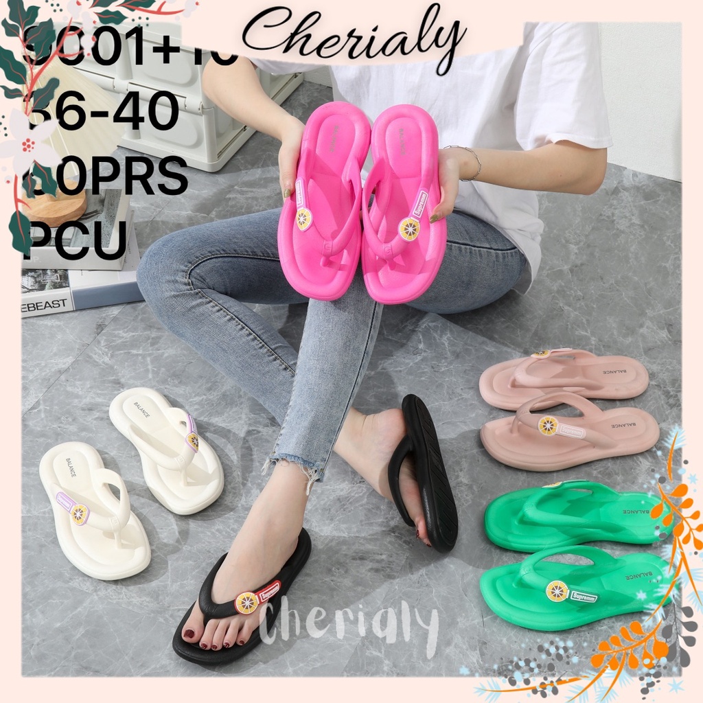 PVC Sandal Jepit Wanita Import Bangkok SLipper Full Jelly Empuk Elastis Non-Slip Rubber Motif Lemonila 9001-10