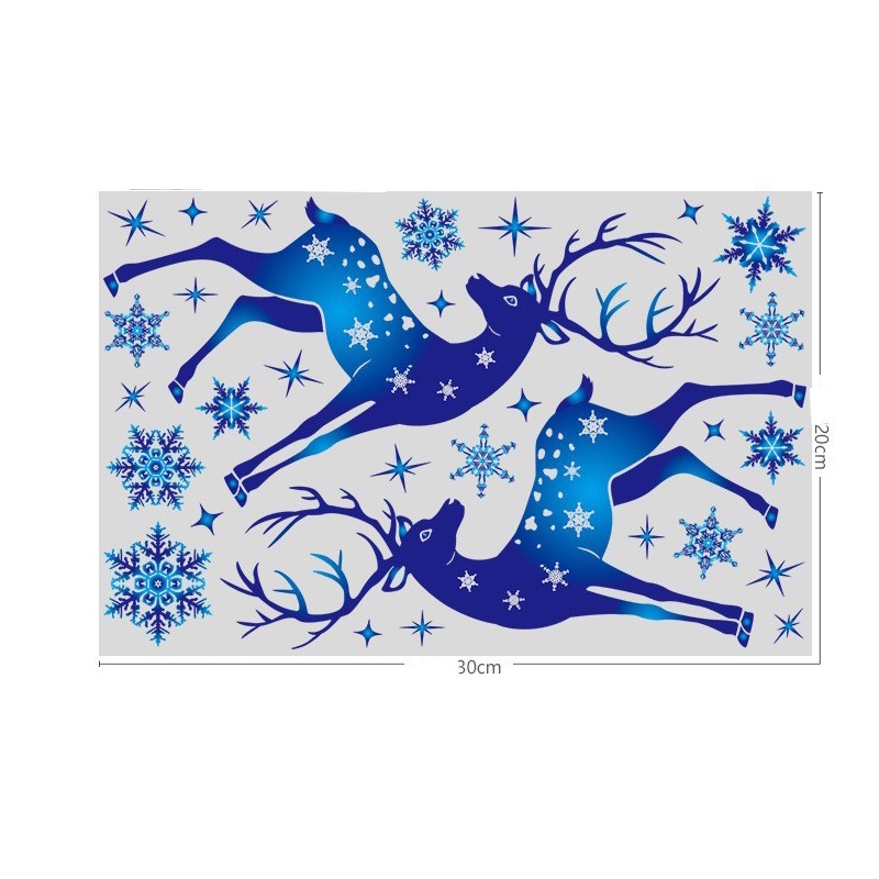 Christmas Decoration Blue Elk Electrostatic Sticker Window Snowflake Sticks Glass Decorative Sticks