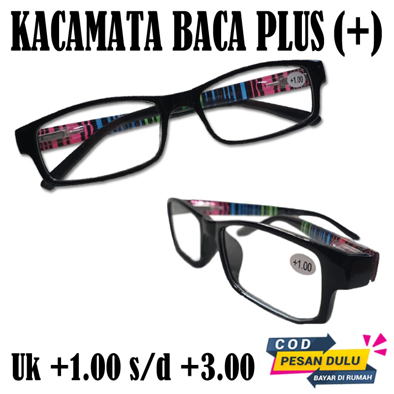 Termurah kacamata plus pria wanita frame hitam kaca mata baca reading glasses unisex