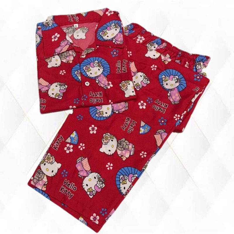 JEPANG MERAH - setelan baju tidur piyama bisa couple mom and kids set celana panjang