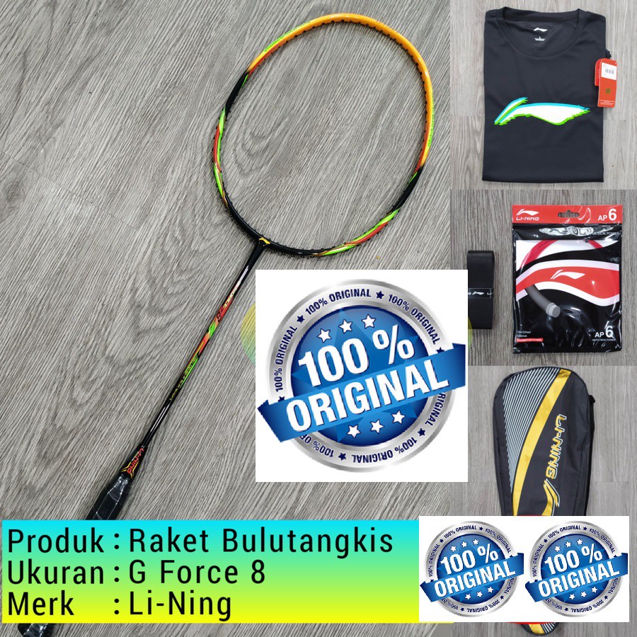 RAKET BADMINTON LINING G FORCE 8 9 10 ORIGINAL Li-Ning Bonus Kaos Tas Senar ASLI