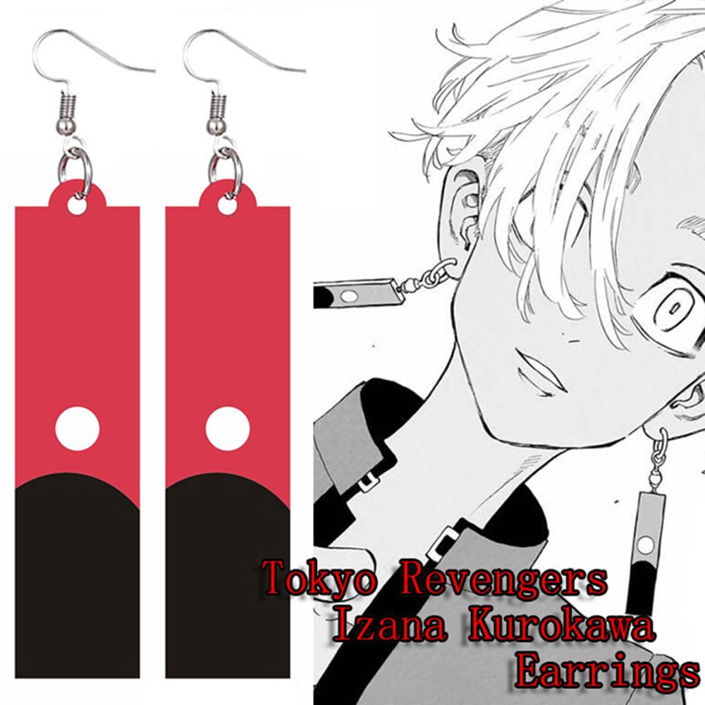 Needway  Men Keychain Acrylic Dangle Earrings Tokyo Revengers Earring Anime Pendant Earrings Women Ear Hook Izana Kurokawa Unisex Cosplay Jewelry Drop Earrings