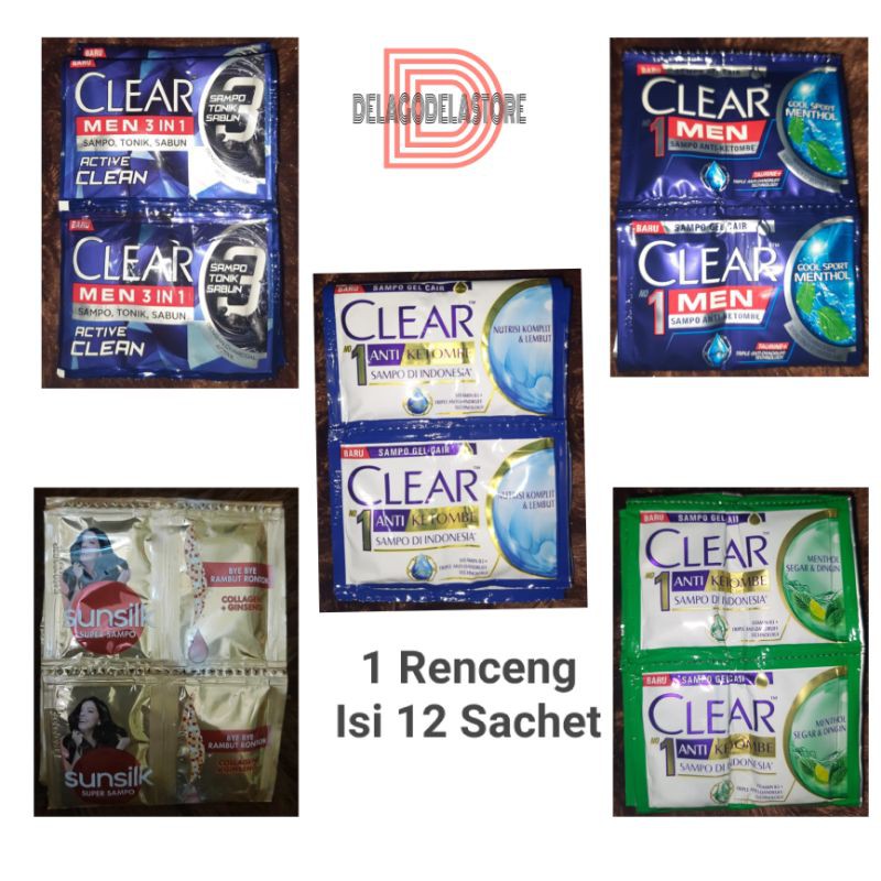 CLEAR SHAMPOO ISI 12 SACHET / CLEAR SAMPO 1 RENCENG ISI 12 SASET TERMURAH