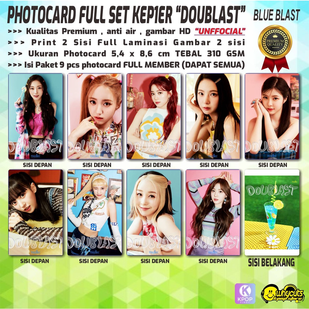 PHOTOCARD FULL SET PREMIUM UNOFFICIAL KEP1ER &quot;DOUBLAST&quot; / PRINT 2 SISI FULL LAMINASI GLOSSY ISI 9 PCS DAPAT SEMUA MEMBER