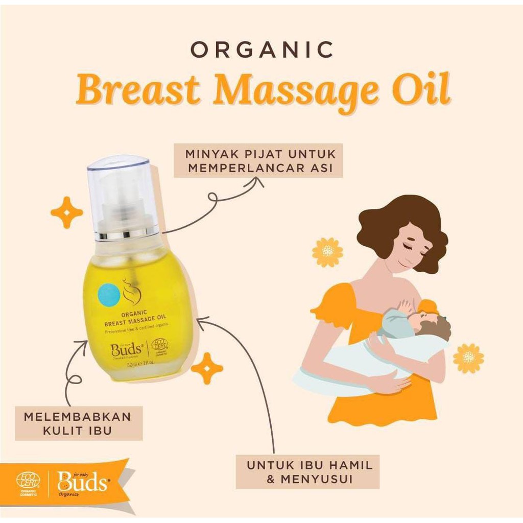 Buds Organics BCO - Organic Breast Massage Oil 30ml - Minyak Pijat Payudara