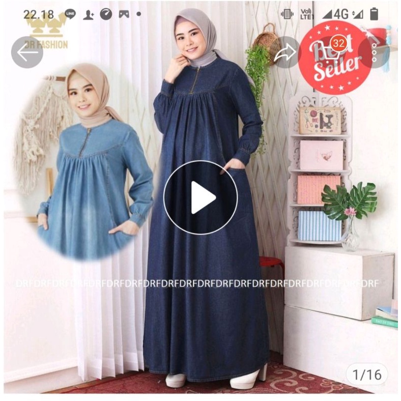 bisa cod/gamis jeans terbaru/gamis jeans jumbo/gamis jeans wanita/gamis jeans import/gamis jeans ori