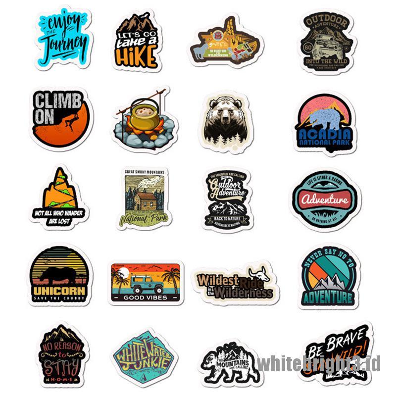 (white3) 50pcs Stiker Anti Air Untuk Camping / Outdoor / Climbing