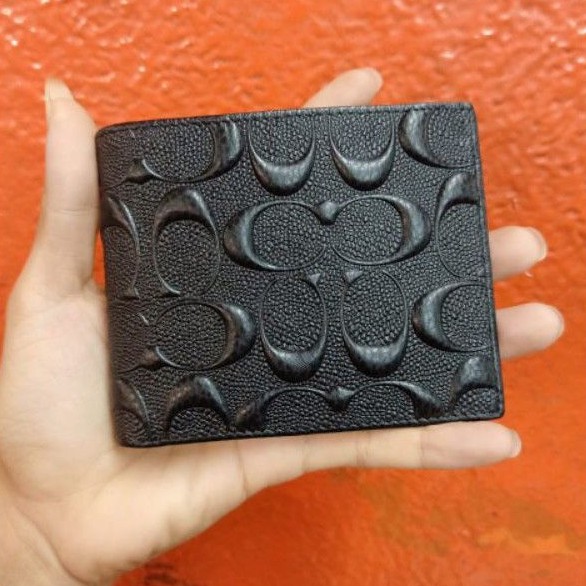 Dompet Kulit Pria Coach Embos Black Premium Quality