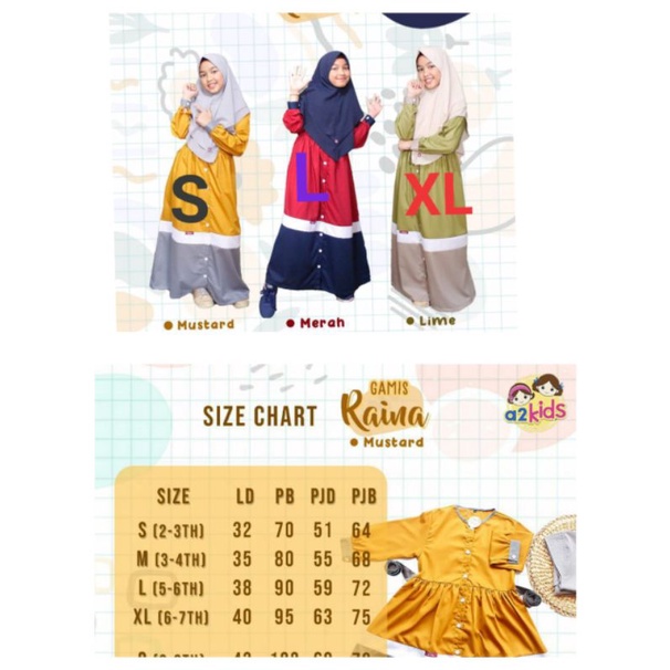gamis a2kids dan Koko a2kids size