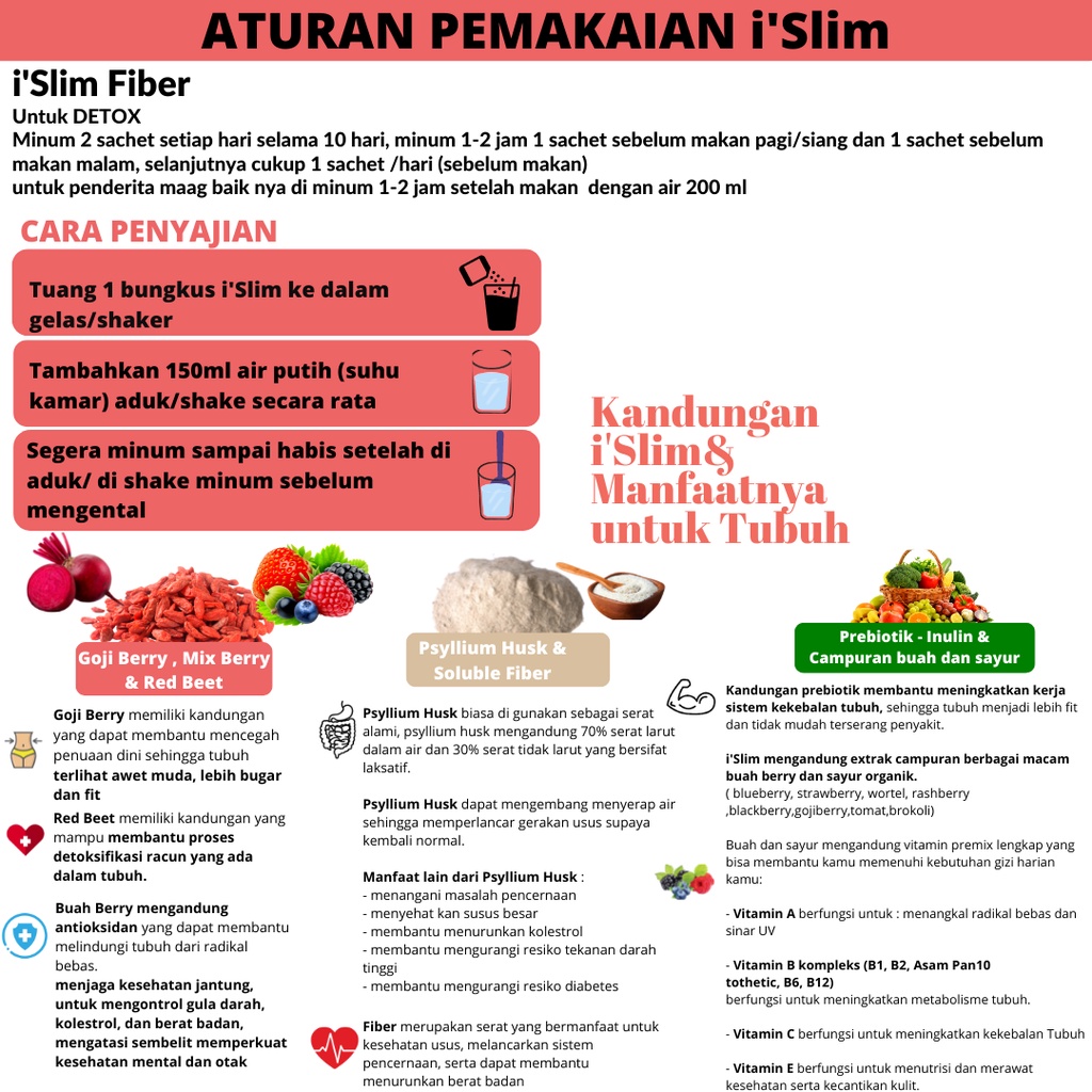 i Slim minuman pelangsing detox sehat sudah BPOM isi 16 sachet