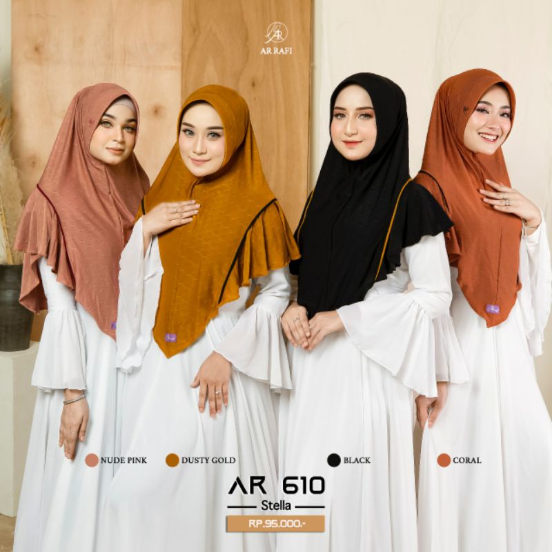 Hijab AR Rafi AR 610 jilbab kerudung bergo instan terbaru 2022 khimar wanita muslimah dewasa ori ARr