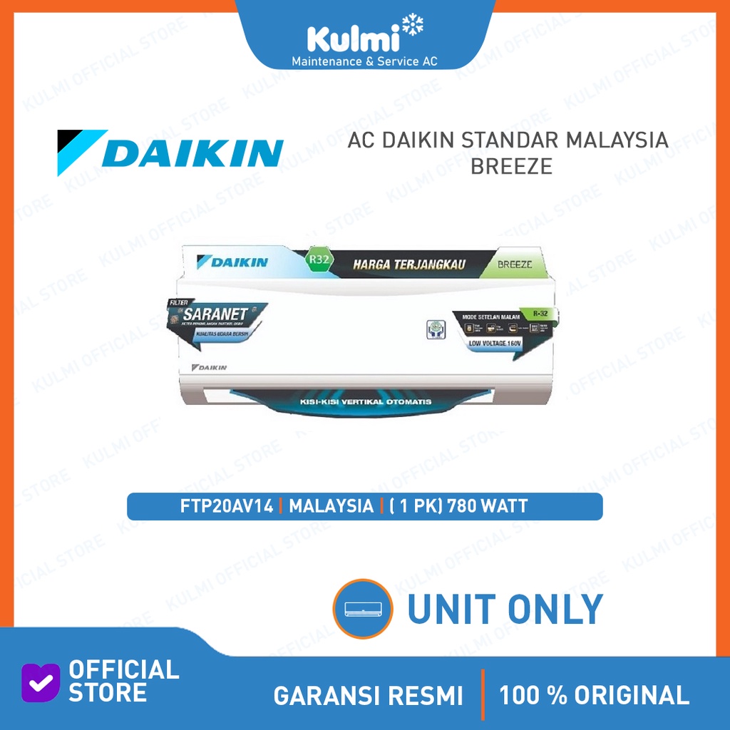 AC DAIKIN FTP-25AV 1pk AC DAIKIN 1PK FTP 25 AV 1PK BREEZE STANDAR Unit Only