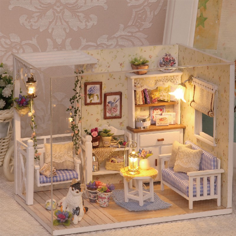 Miniatur Rumah Boneka OMTHPCWH 3D DIY 1:24 - White
