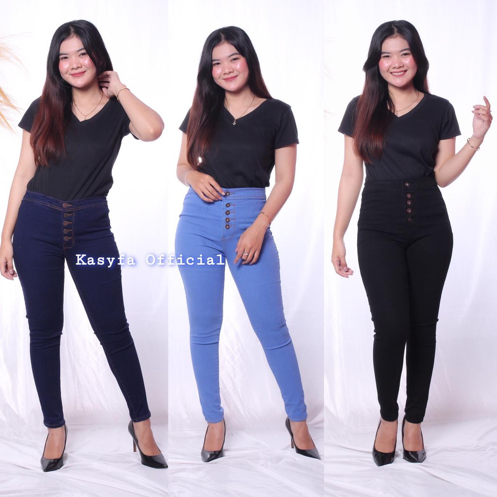 HIGHWAIST KANCING 5 // CELANA JEANS HIGH WAIST WANITA KANCING 5