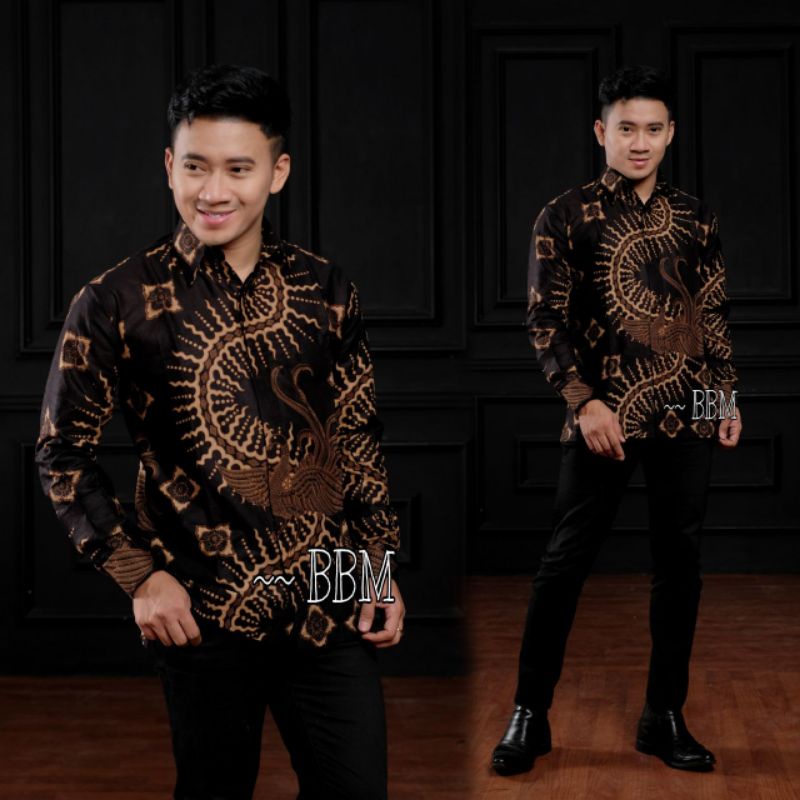 Atasan Batik Pria Lengan Panjang Kenongo Hem Padi Pekalongan M L XL