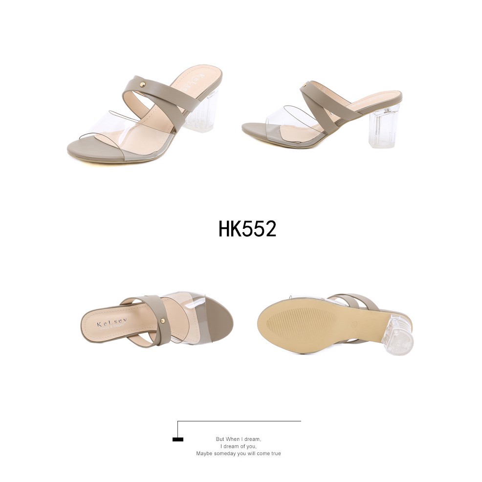 Kelsey Sandals Hak Kaca 8cm Wanita / Sandal Heels Wanita HK552