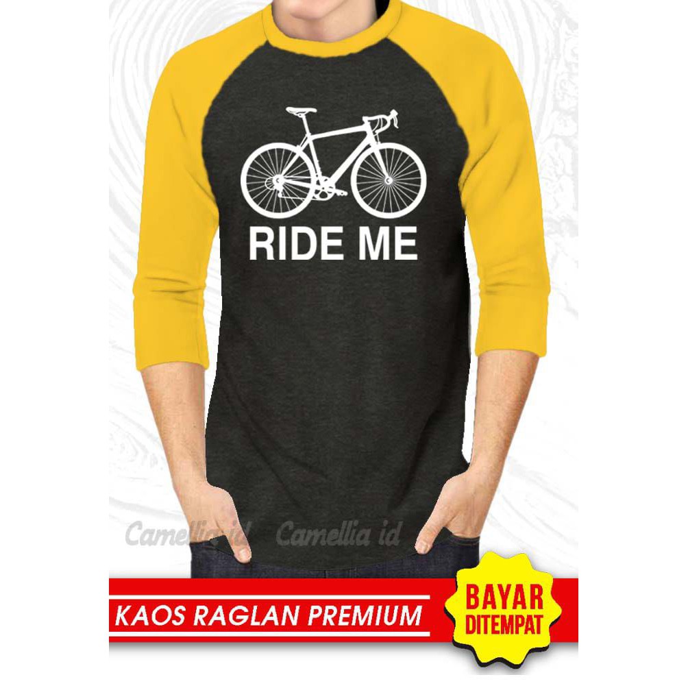 Kaos Raglan (RIDE ME)/Kaos Pria Lengan Panjang/ Kaos Pria/ Kaos Cowok/ Kaos Oblong/Misty