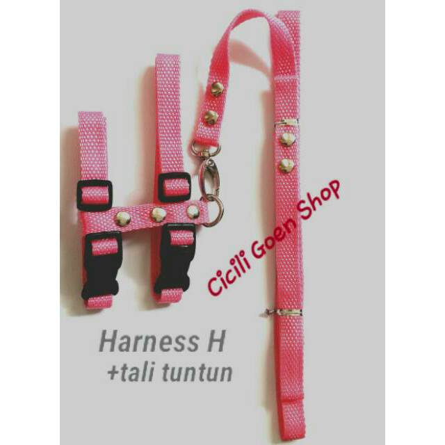 Harness H lebar 1.5cm anjing kucing kelinci tali tuntun badan kekang murah