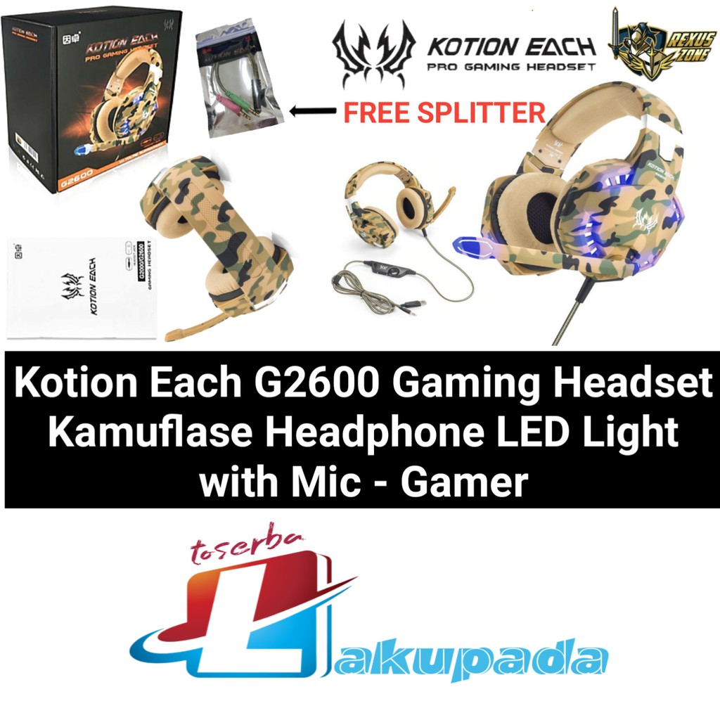 Kotion Each G2600 Gaming Headset Headphone LED Light with Mic