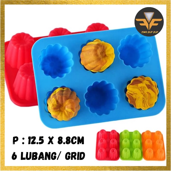 Cetakan Silicone Muffin 6 in 1 dengan Warna Cetakan Muffin Silicone Coklat Jelly Pudding Agar Agar Serbaguna