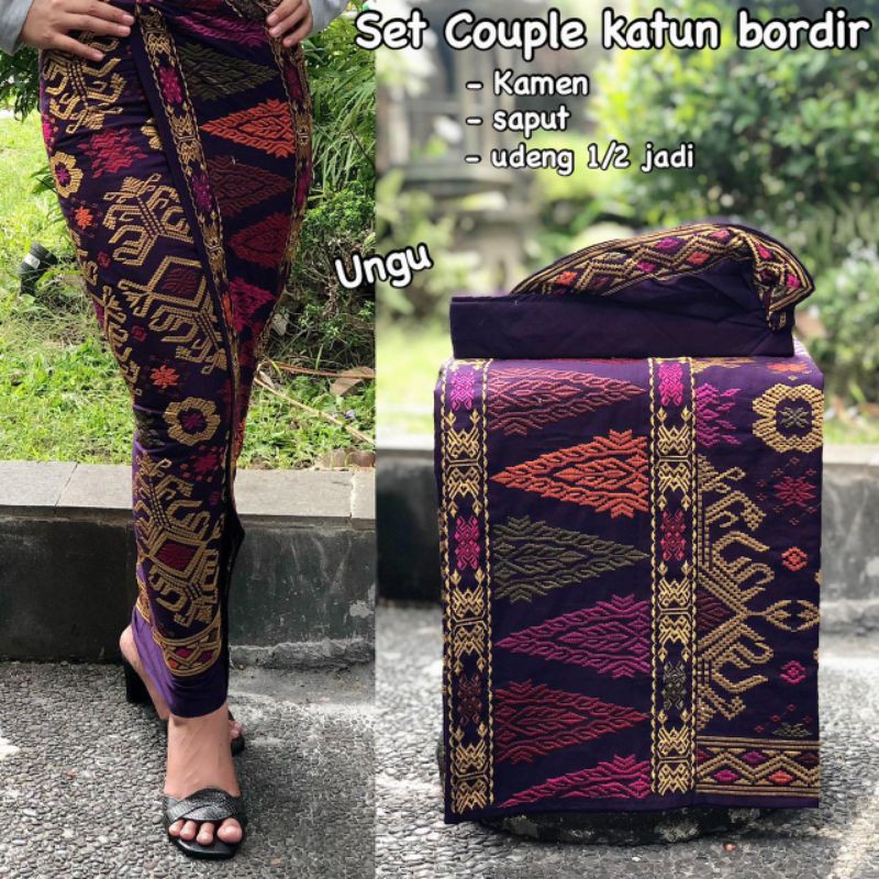Set Couple Endek Bordir | Kamen+Saput+Udeng