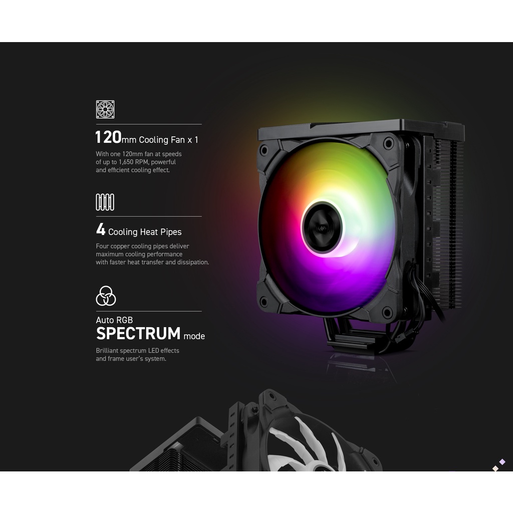 ABKO COOLSTORM T408B | 1 FAN RGB + LED Panel | CPU Cooler Abkoncore